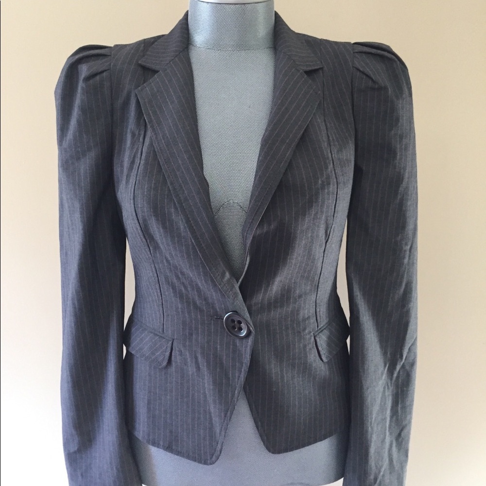 New Express Design Studio Gray Pinstripe Blazer 4